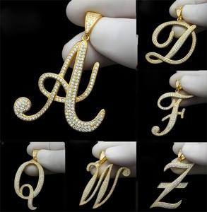 En stock, collier avec pendentif initial en lettres 26, micro pavé CZ, hip hop, glace, pour femmes et hommes - Product Image 2