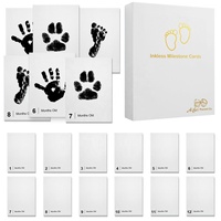 Lot de 14 cartes de jalons de développement pour bébé sans encre, kit d'empreintes manuelles et de pieds, kit d'empreintes de pieds pour nouveau-né