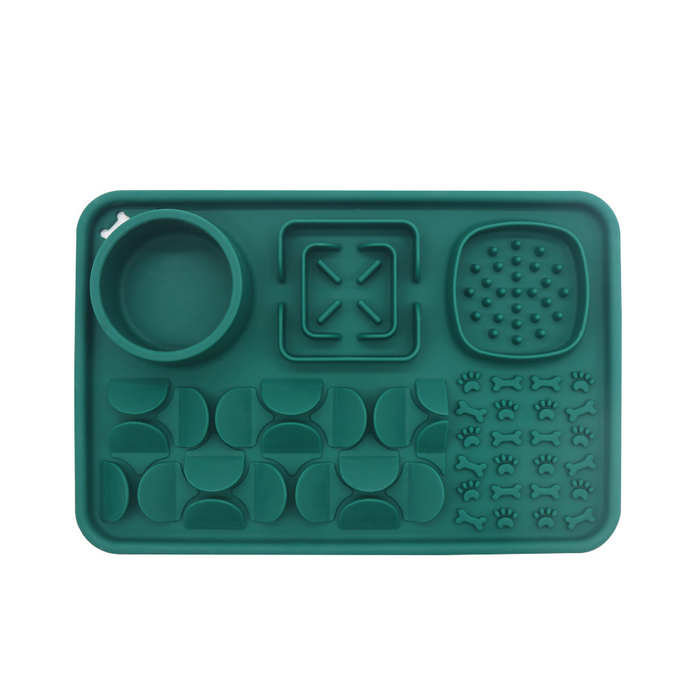 Mangiatoia lenta multifunzionale in silicone per animali domestici 305203 verde scuro