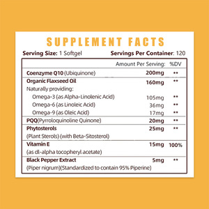 Gélules de Coenzyme Q10 à Libération Rapide avec Oméga 3 pour la Santé Cardiovasculaire – Prix Direct Usine - Product Image 2