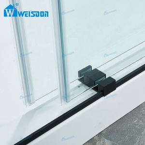 Porte de douche coulissante double sans cadre en acier inoxydable Weisdon avec verre trempé - Product Image 6