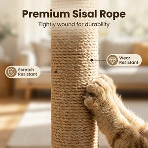 עץ חתולים מודרני משולב רב-שכבתי ידידותי לסביבה, בית חתולים גדול, מסגרת טיפוס, פלטפורמת קפיצה, משטח גירוד לחתולים - Product Image 6