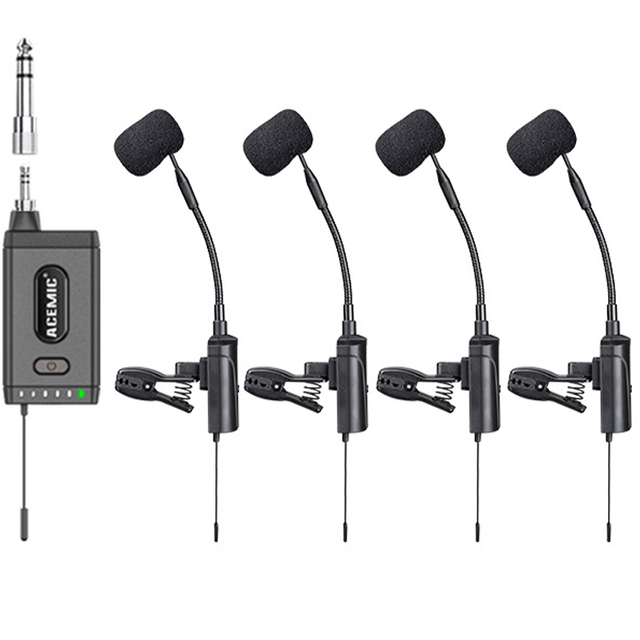 Professional Rechargeable UHF Condenser Microphone System Wireless Saxophone Instrument With Best Mic Clip on Sale