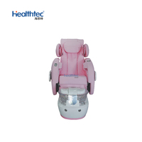 Fauteuil de pédicure inclinable réglable en acier inoxydable et fibre de verre, plateforme rose, massage, spa pour les pieds, pour salon de manucure