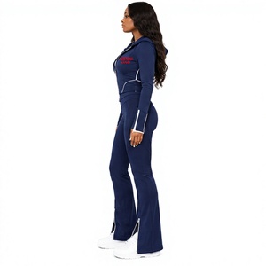 Conjunto Deportivo de Dos Piezas para Mujer, Corte Ajustado, Chaqueta Corta con Cremallera de Manga Larga y Pantalones de Cintura Alta, Estilo Casual para Yoga y Gimnasio - Product Image 2