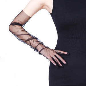 70cm Nouveau Style Femmes <span class=keywords><strong>Ultra</strong></span> Mince Gants Tulle Coude Longue Robe De Mariée De Mariage Mitaines Sheer Transparent Crème Solaire Vintage Gants - Product Image 1
