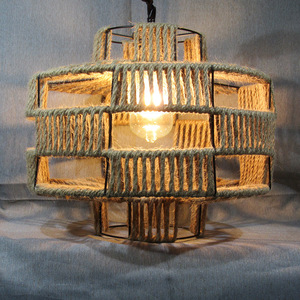 Rustic Hemp Rope Chandelier Round E27 Led Edison Bulb For <b>Dining</b> Room Cafe Bar Decorative Pendant <b>Light</b> - Product Image 4