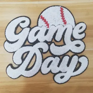 Custom Wholesale Clothing Football Baseball Basketball Game Day Large Chenille Embroidery Letters Iron On Patches For Clothes