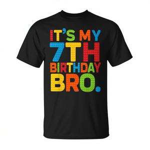 T-shirt en blocs de construction pour garçons de 7 ans, cadeau d'anniversaire - Product Image 2