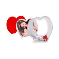 Globes à neige avec insertion en plastique personnalisé, boule à neige avec Photo en forme de cœur pour cadeaux de vacances