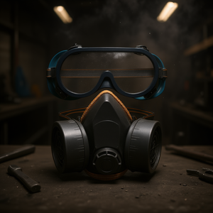 Masque respiratoire avec lunettes de sécurité, protection contre la poussière, filtre à particules réutilisable pour travaux industriels - Product Image 2