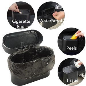 Car Clamshell Trash Bin Hanging Vehicle Garbage Dust Case Storage Box Black ABS Square Pressing Trash Can Universal Organizer
