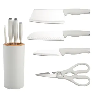 Couteau de cuisine à usage domestique 5 pièces ensemble de couteaux antiadhésifs en acier inoxydable avec manche en plastique