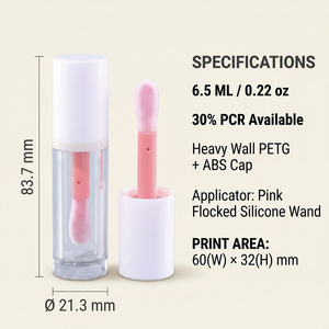 Tubes <span class=keywords><strong>de</strong></span> brillant <span class=keywords><strong>à</strong></span> lèvres vides en PETG <span class=keywords><strong>de</strong></span> 6,5 ml, <span class=keywords><strong>à</strong></span> paroi épaisse, ronds, transparents, avec applicateur Doe Foot surdimensionné, contenants pour gloss, vente en gros, personnalisation OEM - Product Image 5