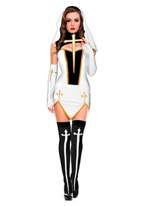 Disfraz de <span class=keywords><strong>Monja</strong></span> para Halloween, Uniforme de Juego, Cosplay, Disfraz de <span class=keywords><strong>Monja</strong></span> Blanco y Negro, Disfraces Sexys de Halloween para Adultos - Product Image 2