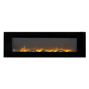 Luxstar42インチ卸売ブラックウォールマウントLED装飾炎暖炉電気モダンLed炎色電気暖炉