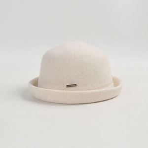 หมวกบัคเก็ตไหมพรมญี่ปุ่นทรงโบว์เลอร์สำหรับผู้หญิง สีพื้นเรียบง่าย สไตล์เรโทร อุ่นสบาย ขอบม้วน สำหรับฤดูใบไม้ร่วงและฤดูหนาว - Product Image 3