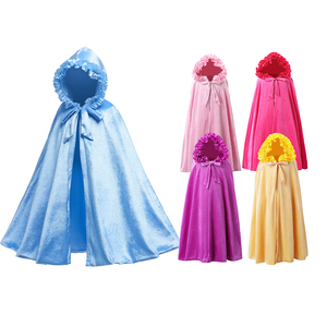 Automne noël solide velours dentelle à capuche enfants cape <span class=keywords><strong>Elsa</strong></span> fille cape longue Style princesse Capes - Product Image 1