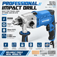 Perceuse à percussion professionnelle pour bois, métal et béton, mandrin à clé de 13 mm, 1050 W, double vitesse