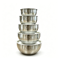 Ensemble de bols mélangeurs profonds FLEY en acier inoxydable 304 avec base en silicone antidérapante et couvercle transparent – Idéal pour la pâtisserie, les salades et la préparation culinaire à la maison