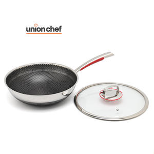 <span class=keywords><strong>Wok</strong></span> de Acero Inoxidable de 32 cm, Ecológico, Antiadherente, Libre de PFOA, con Tapa de Vidrio Triple, Utensilios de Cocina de Metal <span class=keywords><strong>para</strong></span> Gas e Inducción - Product Image 2