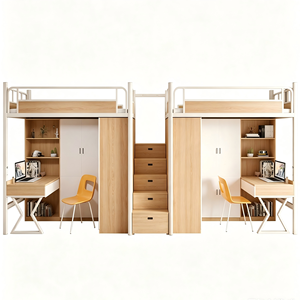 Dormitorio universitario moderno para estudiantes, cama <span class=keywords><strong>litera</strong></span> doble de metal y madera con mesa de estudio y escritorio - Product Image 4