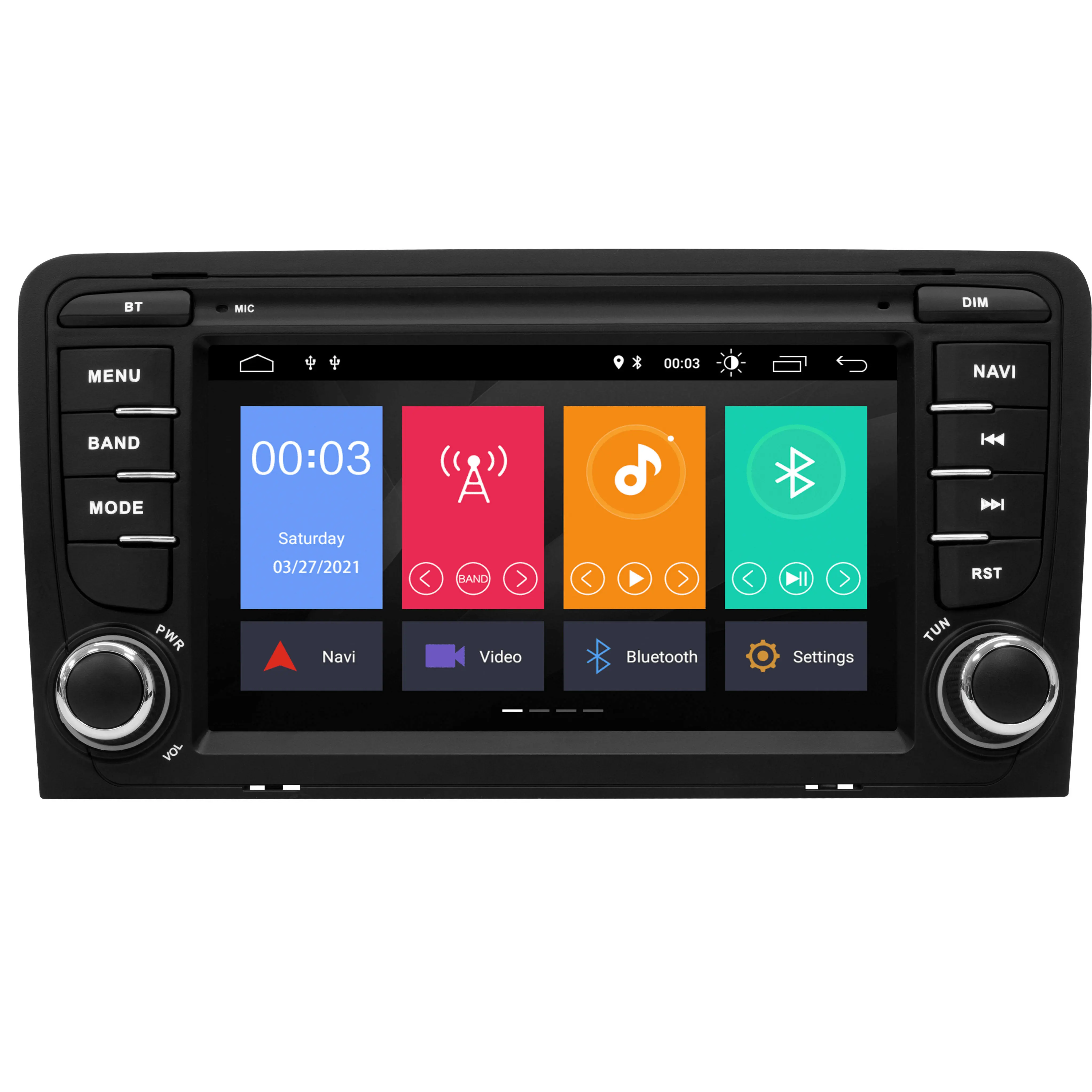 7 inch 8581 đài phát thanh xe 1 DIN màn hình cảm ứng cho Audi A3 8p S3 RS3 thể thao trở lại với DSP 360 Panorama xem đài phát thanh xe máy nghe nhạc Android 11