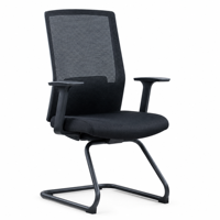 Chaise de visiteur en maille noire avec accoudoirs fixes, siège rembourré, base cantilever, chaise de bureau pour conférence
