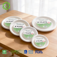 Assiettes jetables en amidon de maïs avec logo personnalisé, 6/7/8/9/10 pouces, rondes, écologiques, pour aliments, vente en gros, robustes