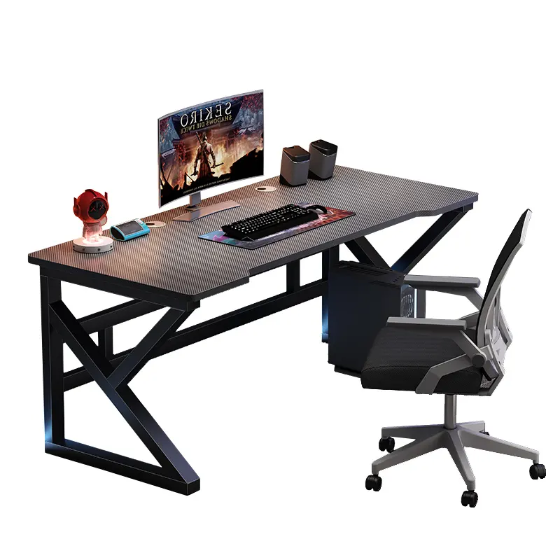 โต๊ะเล่นเกมคอมพิวเตอร์สำหรับผู้บริหารโต๊ะเล่นเกมสีดำรูปทรง K สำหรับเฟอร์นิเจอร์สำนักงาน