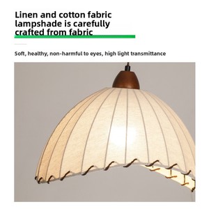 <span class=keywords><strong>Suspension</strong></span> LED en bois de style Wabi-Sabi japonais pour restaurant, abat-jour en <span class=keywords><strong>tissu</strong></span> artistique, gradation tricolore, spectre complet - Product Image 4