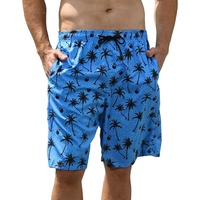 Traje de Baño Deportivo para Hombre, Cintura Media, con Bolsillos, Diseño Hawaiano 3D Personalizado, Cierre Elástico en la Cintura con Logos