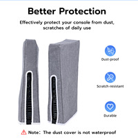 Housse anti-poussière en tissu polyester cationique avec découpe pour consoles de jeu PS5 Pro Housse de protection Gris vertical