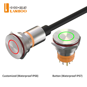 Lanboo 19 Mét IP67 không thấm nước thép không gỉ <span class=keywords><strong>push</strong></span> <span class=keywords><strong>button</strong></span> <span class=keywords><strong>Switch</strong></span> với M12-4P nối tùy chỉnh chiều dài 2NO cho nghiêm trọng môi trường - Product Image 1