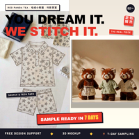 Vêtements personnalisés en peluche pour panda roux, costume de style salon de thé pour poupée en peluche, tenue de jouet cousue à la main sur mesure