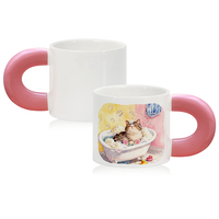 Vente en gros de tasses à café en céramique personnalisées de 400 ml, vierges pour sublimation, à poignée épaisse, avec 7 options de couleurs pour la maison et le bureau