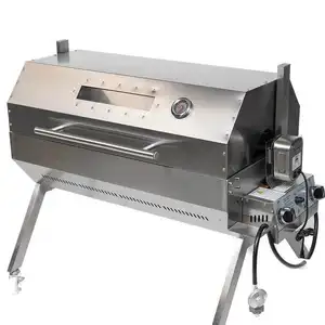 1 M COMMERCIAL DUAL FUEL BBQ STAINLESS STEEL GRILL ROTISSERIE GAS AND CHARCOAL SPIT ROASTER