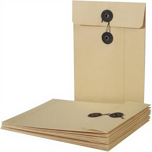 Kraft <strong>Paper</strong> <strong>Envelope</strong> with <strong>Button</strong> and <strong>String</strong> Closure for Gifts or Wallet Use <strong>String</strong> Ribbon Included - Product Image 1