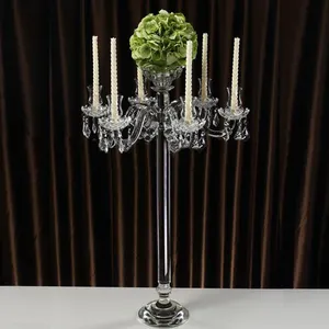 Transparent K9 crystal 7 arm candelabra, made in China wedding party activity table candle stand