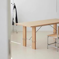 Escritorio de Oficina Bauhaus, Moderno y Minimalista, Mesa Larga para Reuniones, Eje Óptico, Tablero de Abedul Marino, Resistente a las Manchas, Banco de Trabajo, Estudio, Dormitorio