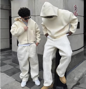 Fleece-<b>Lined</b> Thickened 3/4 Punk-Inspired Casual Sweat <b>Pants</b> American Oversized 350G Streetwear <b>Pants</b> - Product Image 1
