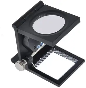 Chất Lượng Cao Vuông Gấp Đứng Loupe Magnifier Magnifying 10X Lens Xem Thợ Kim Hoàn Công Cụ Với Đèn LED