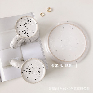 240ml Minimaliste Encre Art Kawaii Céramique Tasse Grande Oreille Porcelaine Spray Splash Tasse Mignon Café pour Tasses - Product Image 6