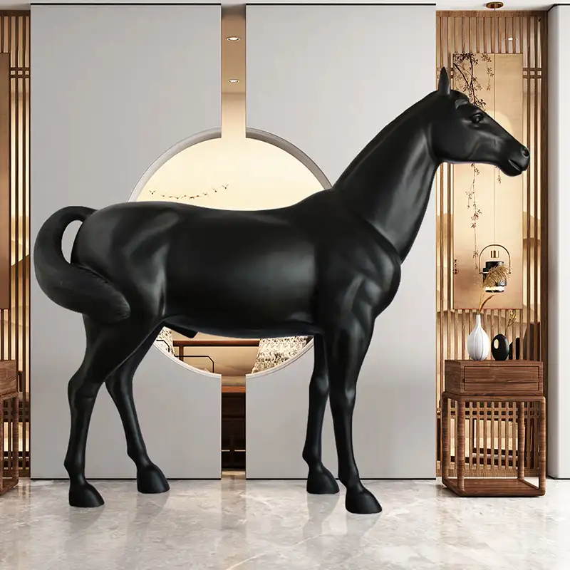 Custom glossy matt fiberglass large size horse statue life size horse sculpture