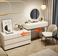 Coiffeuse de luxe sélectionnée en bois massif, style crème, avec armoire intégrée – Nouveau style 2025, pour chambre à coucher, de luxe haut de gamme