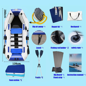 Bateaux pneumatiques <span class=keywords><strong>de</strong></span> pêche Solar Marine <span class=keywords><strong>de</strong></span> 8,5 pieds pour 3 personnes, petits bateaux à pontons portables pliables avec 2 supports pour cannes à pêche - Product Image 4
