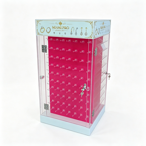 Vetrina Espositiva per Gioielli <span class=keywords><strong>Miami</strong></span> Pro con Illuminazione a LED, Base Girevole e Armadietto Verticale in Acrilico con 10 Ripiani per Uso Interno - Product Image 4