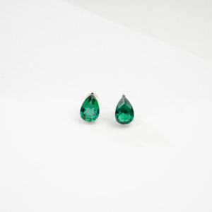 Pendientes de Esmeralda Creada en Laboratorio con Corte de Pera, Joyería de Plata de Ley 925 - Product Image 2