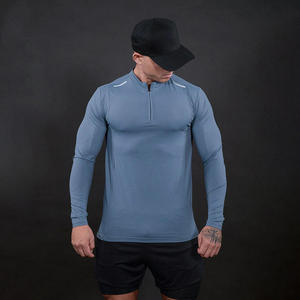 Camiseta Deportiva de Manga Larga con Cierre de Cremallera de 1/4, 100% Algodón, Transpirable y de Secado Rápido para Hombre, Marca Ingor - Product Image 1