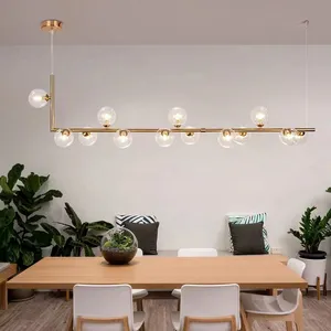 Современная L-образная светодиодная люстра, прозрачный абажур, Северный обеденный столик, кофейный магазин, золотой подвесной светильник G9, внутреннее освещение